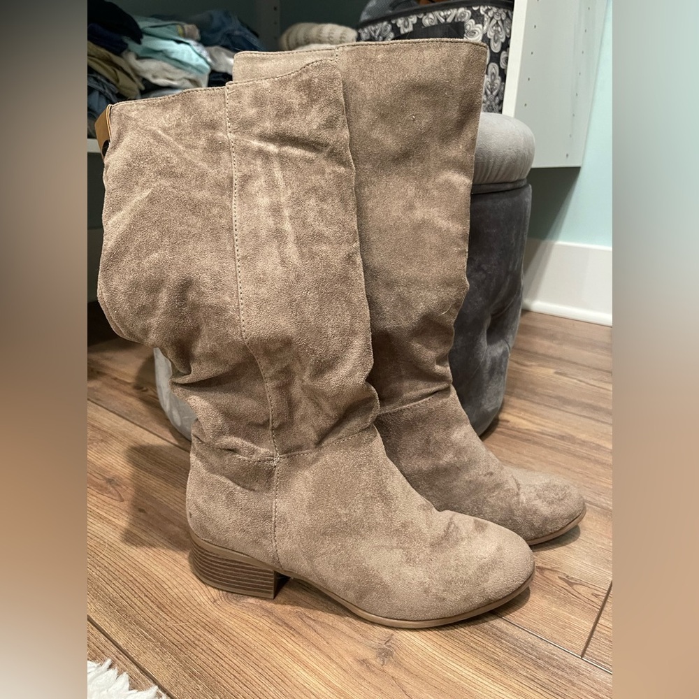 Knee high suede boots